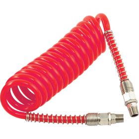 HA5216 Polyurethane Coiled Hose Assembly - Red - 7.5m of 8mm i/d Hose - Male Thread R 1/4 Swivel Ends
