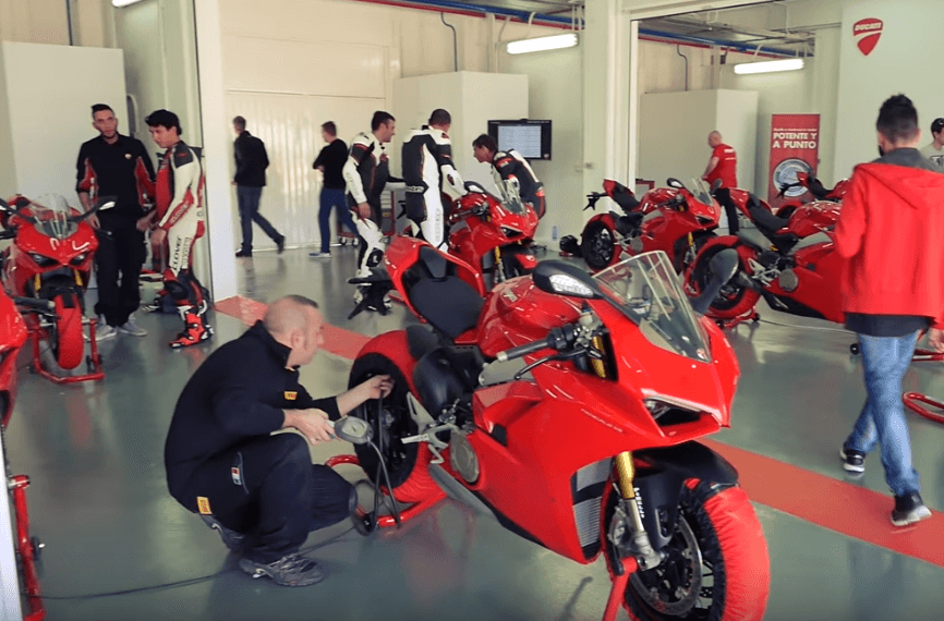 Airforce II being used to inflate tyres at Ducati 