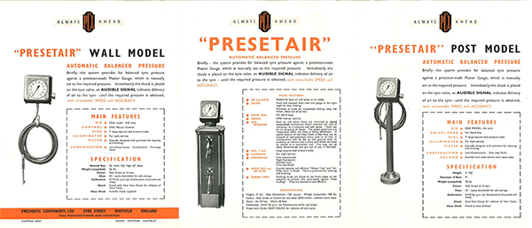 Presetair range in PCL's 1958 brochure